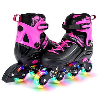Costway Kids Inline Skates, 4-Size Adjustable Light Roller Skates with Illuminating Wheels