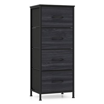 Costway Dresser Nightstand with 4 Roomy Fabric Drawers Heavy-Duty Metal Frame for Dorm