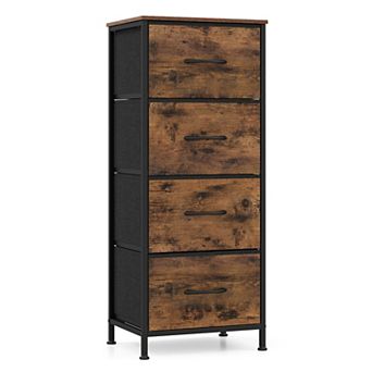 Costway Dresser Nightstand with 4 Roomy Fabric Drawers Heavy-Duty Metal Frame for Dorm