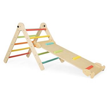 Costway 3-in-1 Triangular Climbing Toys Foldable & Height-adjustable Triangle Set