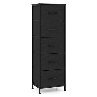 Costway Dresser Nightstand with 5 Roomy Fabric Drawers Heavy-Duty Metal Frame for Dorm