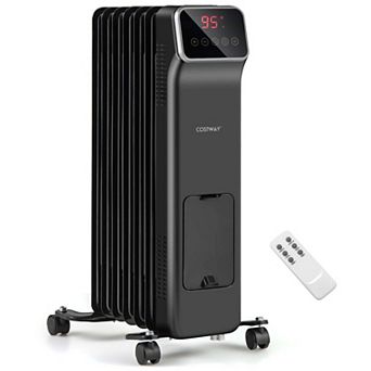 Costway 1500W Oil Filled Radiator Heater with Remote Control 3 Modes 24H Timer Indoor