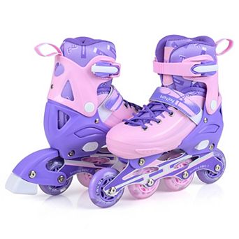 Costway Kids Inline Skates, Adjustable Light-Up Roller Skates with Illuminating Wheels