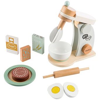 Hey! Play! 9 pc Wooden Toy Mixer Kitchen Playset