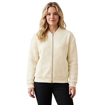 Women's Long Sleeve Zip Up Crew Neck Baseball Sweatshirt