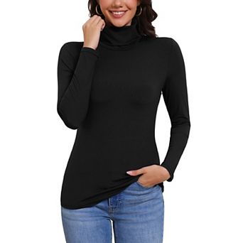 Womens Turtleneck Long Sleeve Top Slim Fit Thermal Underwear