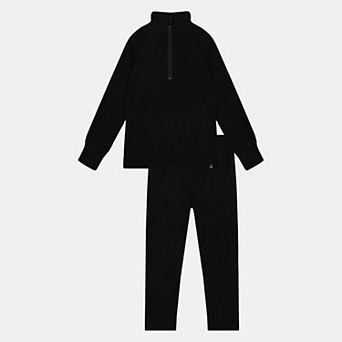 Little Kids Unisex Two Piece Half-Zip Thermal Underwear Top and Pants Set