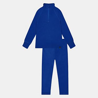 Little Kids Boy Two Piece Half-Zip Thermal Underwear Top and Pants Set