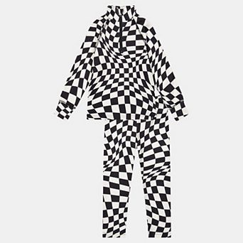 Little Kids Boy Two Piece Checkered Print Half-Zip Thermal Underwear Top and Pants Set