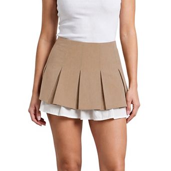 Women's Pleated Skirts Double Lined A Line Mini Skirt