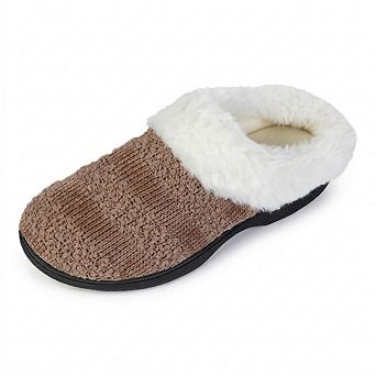 Roxoni Women’s Cozy Memory Foam Slippers Warm Faux Fur with Anti-Skid Indoor/Outdoor Sole