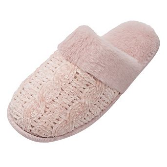Roxoni Women’s Fur Trim Sweater Knit Clog Slippers