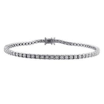 Men's Stella Grace Rhodium Over Sterling Silver 1 1/4 Carat T.W. Lab-Grown Diamond Tennis Bracelet