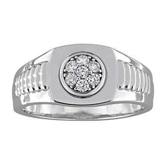 Men's Stella Grace 10k White Gold 1/4 Carat T.W. Pave Diamond Cluster Ring