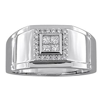 Men's Stella Grace 10k White Gold 1/3 Carat T.W. Diamond Halo Ring