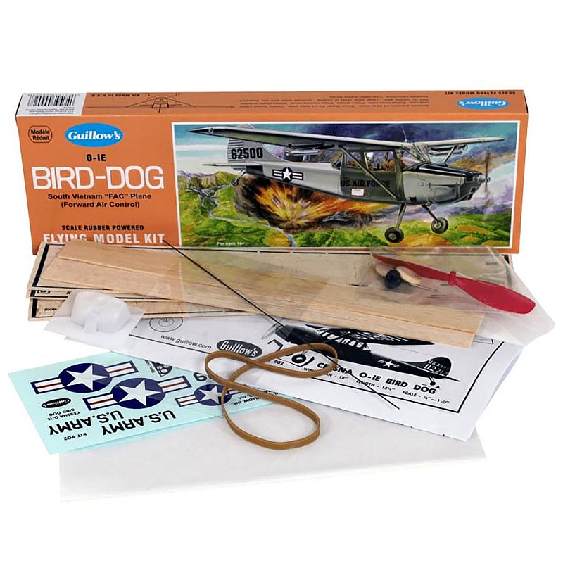 Guillow's Cessna O-1E Bird-Dog Rubber Powered Flying Model Kit, Multi