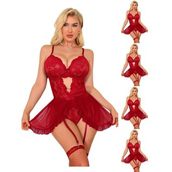5 Packs Womens Lingerie Set Lace Underwire Push Up Hollow Out V Neck Bodysuit