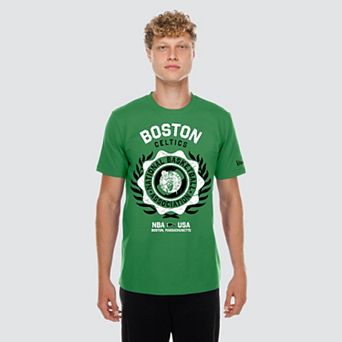 Men's New Era Kelly Green Boston Celtics Laurel Crest Flocking T-Shirt
