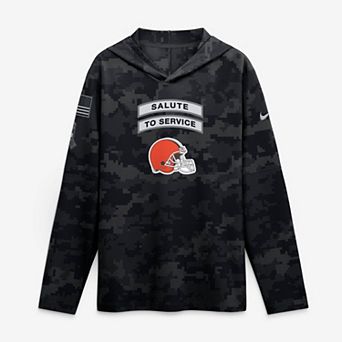 Men's Nike Black Cleveland Browns 2026 Salute to Service Sideline Lightweight Hooded Dri-FIT Long Sleeve Top