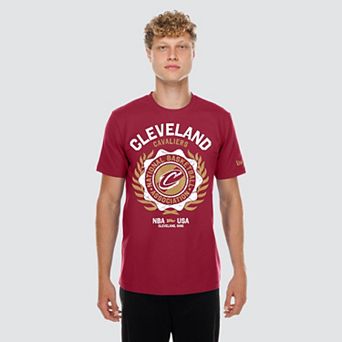 Men's New Era Wine Cleveland Cavaliers Laurel Crest Flocking T-Shirt