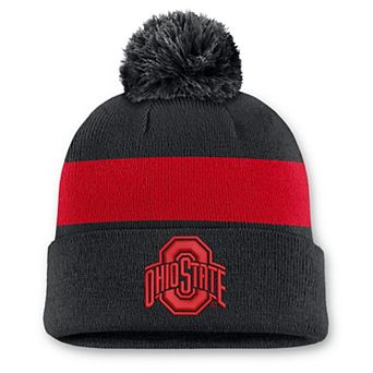 Unisex Nike Black Ohio State Buckeyes Primetime Stripe Cuffed Knit Hat with Pom