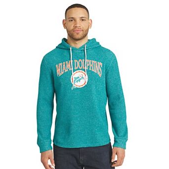Men's Darius Rucker Collection by Fanatics Aqua Miami Dolphins Waffle Knit Hooded Tri-Blend Long Sleeve T-Shirt