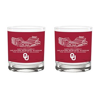 Indigo Falls Oklahoma Sooners Core Stadium Rocks Glass 2-Pack