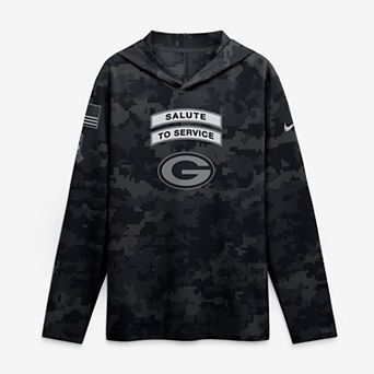 Men's Nike Black Green Bay Packers 2026 Salute to Service Sideline Lightweight Hooded Dri-FIT Long Sleeve Top