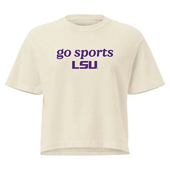Women's Comfort Colors Cream LSU Tigers Go Sports Cropped T-Shirt