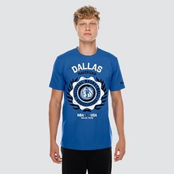 Men's New Era Blue Dallas Mavericks Laurel Crest Flocking T-Shirt