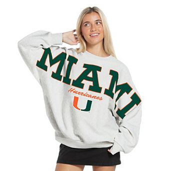Women's Pressbox Heather Gray Miami Hurricanes Flannigan Oversized Fleece Sweatshirt