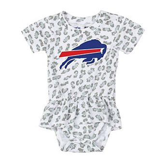 Girls Infant Wes & Willy White Buffalo Bills Leopard Print Ruffled Romper