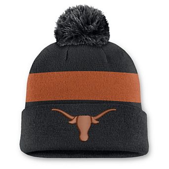 Unisex Nike Black Texas Longhorns Primetime Stripe Cuffed Knit Hat with Pom