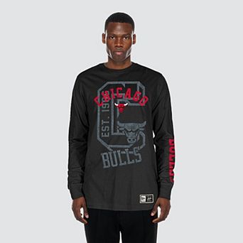 Men's New Era Black Chicago Bulls Tonal Long Sleeve T-Shirt