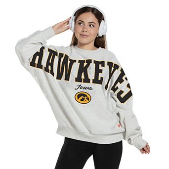 Women's Pressbox Heather Gray Iowa Hawkeyes Flannigan Oversized Fleece Sweatshirt