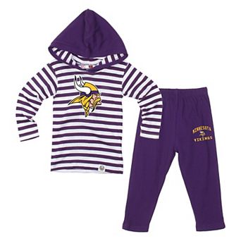 Toddler Wes & Willy Purple Minnesota Vikings Stripe Hooded Long Sleeve Top and Pant Set