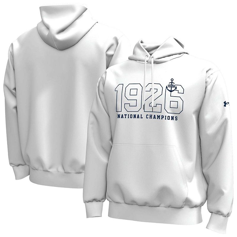 Under Armour White Navy Midshipmen National Championship 100th Anniversary Icon Taped Hoodie