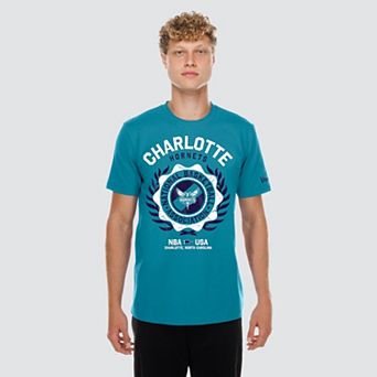 Men's New Era Teal Charlotte Hornets Laurel Crest Flocking T-Shirt