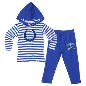 Toddler Wes & Willy Royal Indianapolis Colts Stripe Hooded Long Sleeve and Pant Set