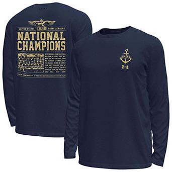 Men's Under Armour Navy Navy Midshipmen National Championship 100th Anniversary Tech Stretch Long Sleeve T-Shirt