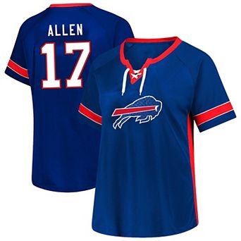 Women's Fanatics Josh Allen Royal Buffalo Bills Plus Size Lace Bling Name & Number T-Shirt