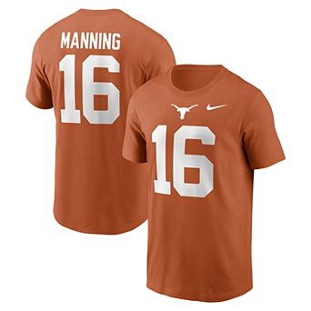 Men's Nike Arch Manning Texas Orange Texas Longhorns Name & Number T-Shirt