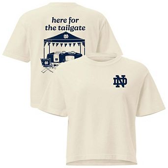 Women's Comfort Colors Cream Notre Dame Fighting Irish Here For The Tailgate Cropped T-Shirt