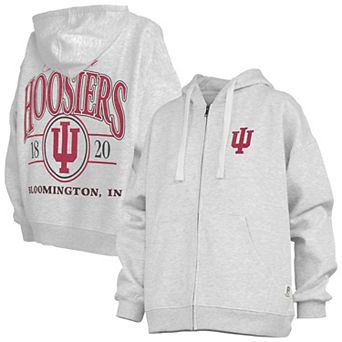 Women's Pressbox Heather Gray Indiana Hoosiers Janise Full-Zip Hoodie