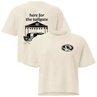 Women's Comfort Colors Cream Missouri Tigers Here For The Tailgate Cropped T-Shirt