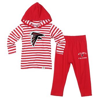 Toddler Wes & Willy Red Atlanta Falcons Stripe Hooded Long Sleeve and Pant Set
