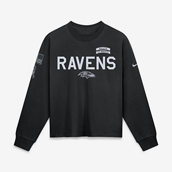 Women's Nike Black Baltimore Ravens 2026 Salute to Service Sideline Long Sleeve T-Shirt