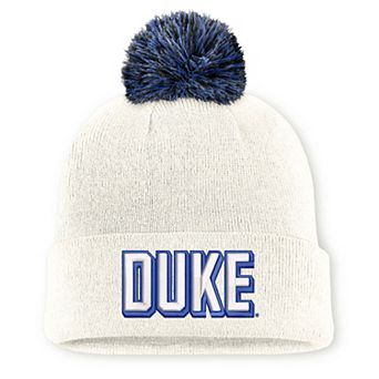 Unisex Nike White Duke Blue Devils Letter Mascot Knit Hat with Pom