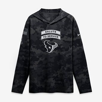 Men's Nike Black Houston Texans 2026 Salute to Service Sideline Lightweight Hooded Dri-FIT Long Sleeve Top