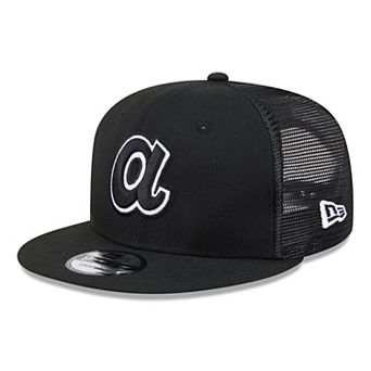 Men's New Era Black Atlanta Braves 9FIFTY Adjustable Trucker Hat